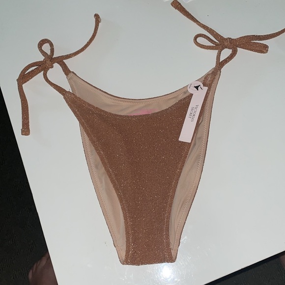 Victoria’s Secret Shimmer Side-Tie Brazilian Bikini Bottom in Toasted Sugar - Picture 3 of 7